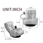 Fauteuil inclinable pivotant en bouclette beige avec support de téléphone, appui-tête et dossier réglables