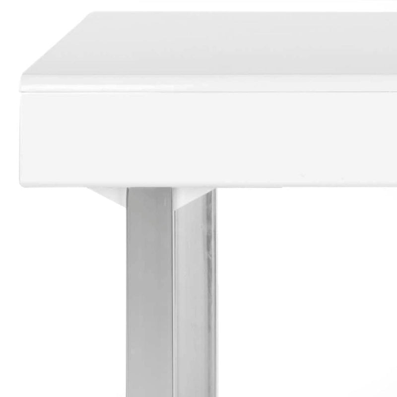 Bureau moderne blanc avec pieds sculpturaux chromés - Bureau à domicile contemporain