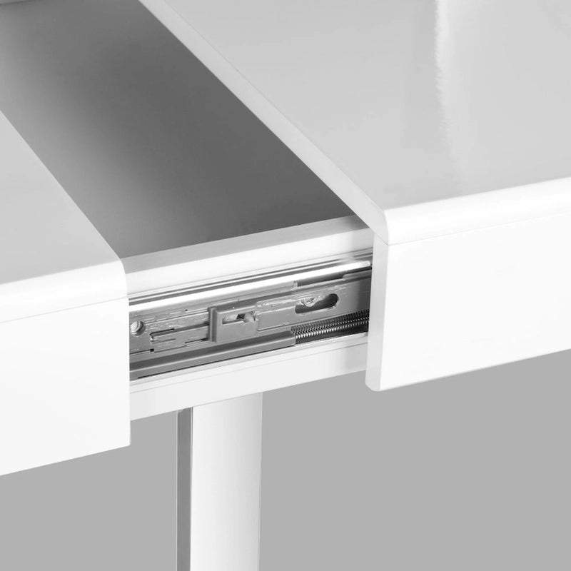 Bureau moderne blanc avec pieds sculpturaux chromés - Bureau à domicile contemporain