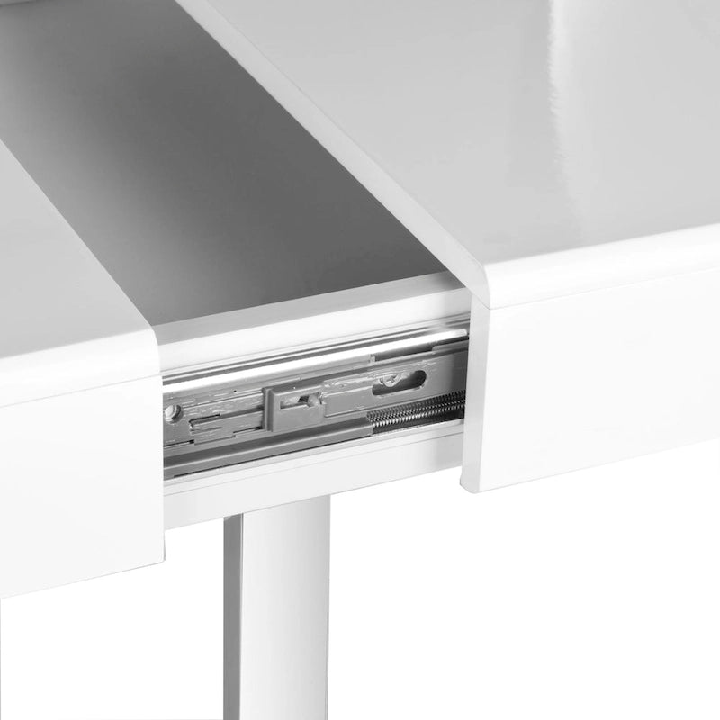 Bureau moderne blanc avec pieds sculpturaux chromés - Bureau à domicile contemporain