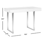 Bureau moderne blanc avec pieds sculpturaux chromés - Bureau à domicile contemporain