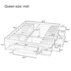 Lit plateforme Queen avec tiroirs de rangement et étagères ouvertes - Pas besoin de sommier tapissier, Blanc