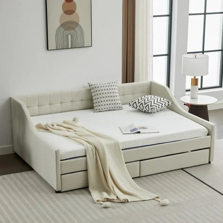 Lit de repos d'angle double avec tiroirs de rangement