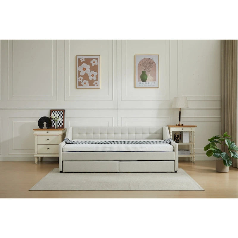 Lit de repos d'angle double avec tiroirs de rangement