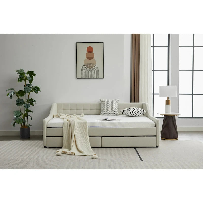 Lit de repos d'angle double avec tiroirs de rangement
