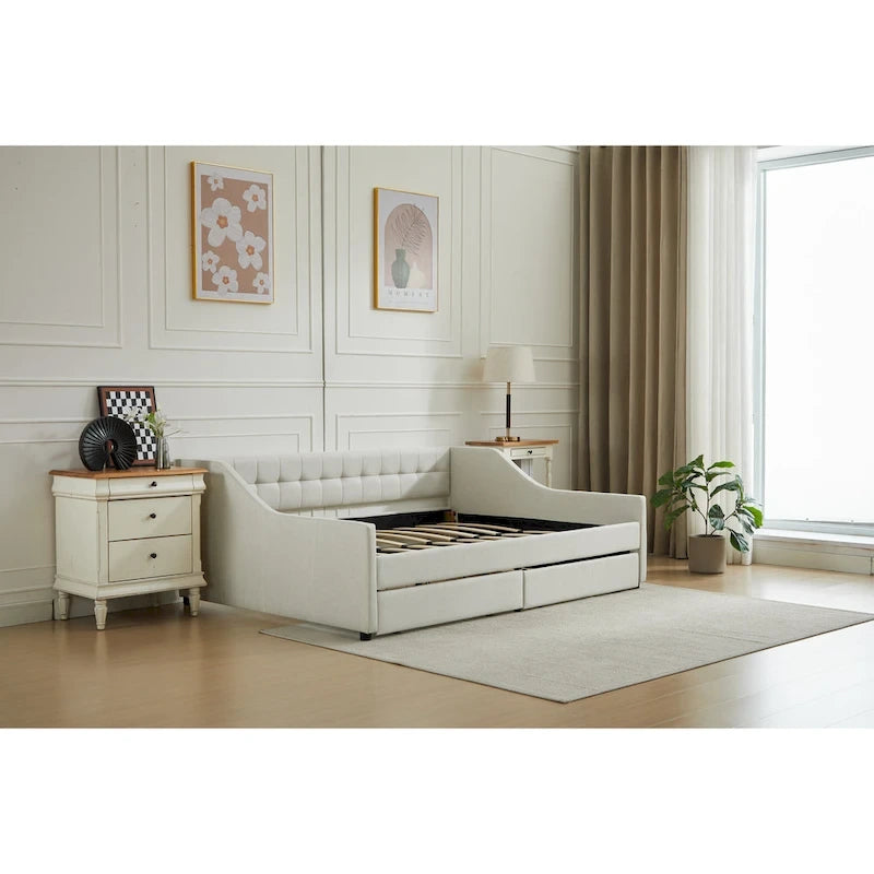 Lit de repos d'angle double avec tiroirs de rangement