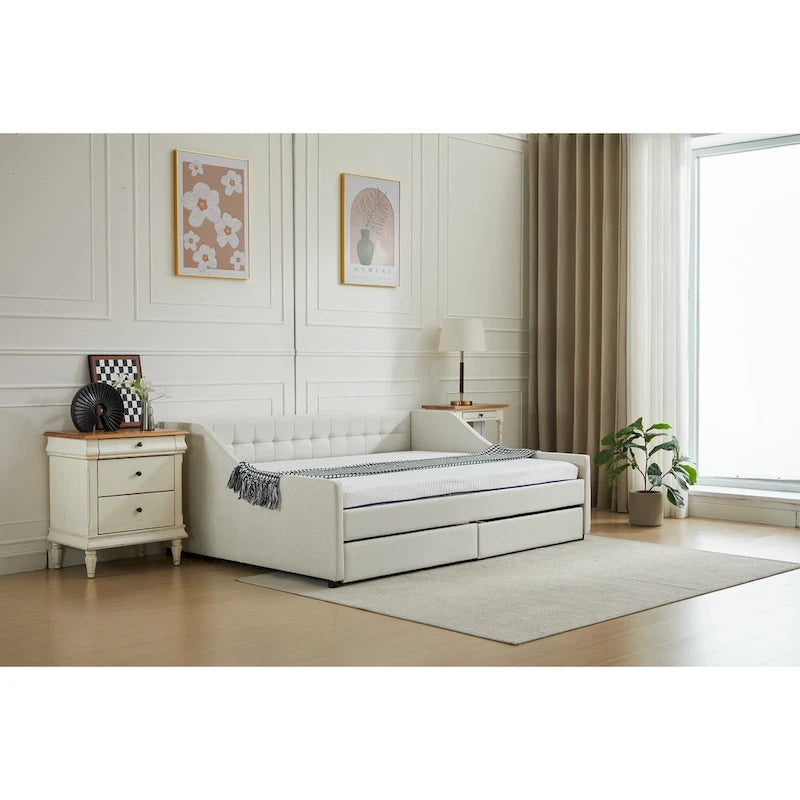 Lit de repos d'angle double avec tiroirs de rangement