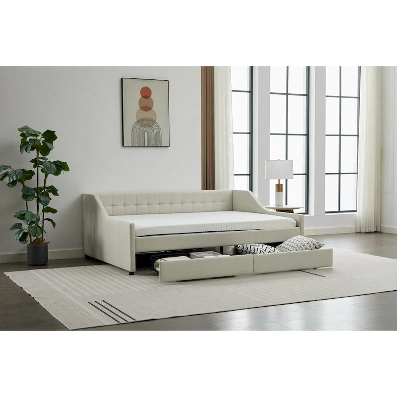 Lit de repos d'angle double avec tiroirs de rangement