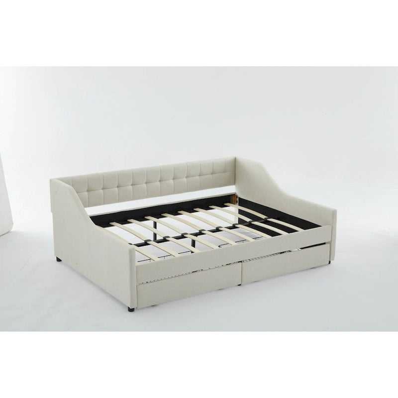 Lit de repos d'angle double avec tiroirs de rangement