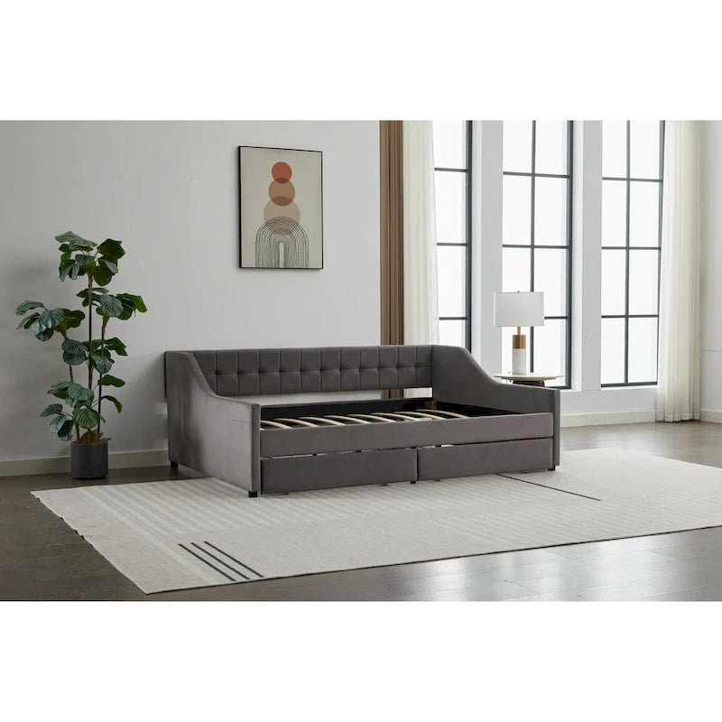 Lit de repos d'angle double avec tiroirs de rangement