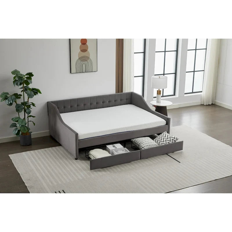 Lit de repos d'angle double avec tiroirs de rangement