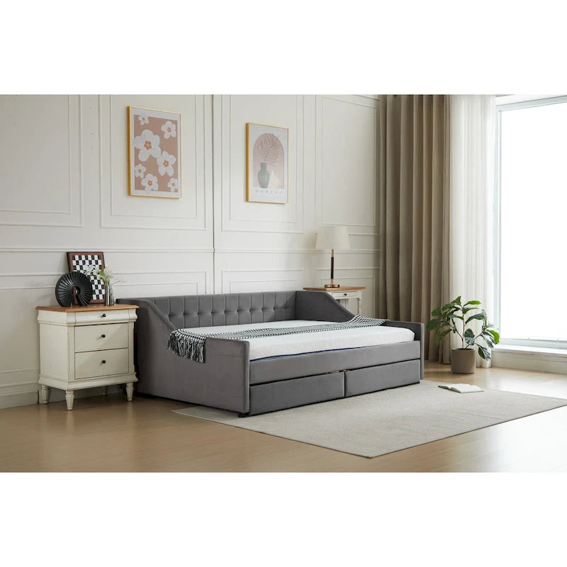 Lit de repos d'angle double avec tiroirs de rangement