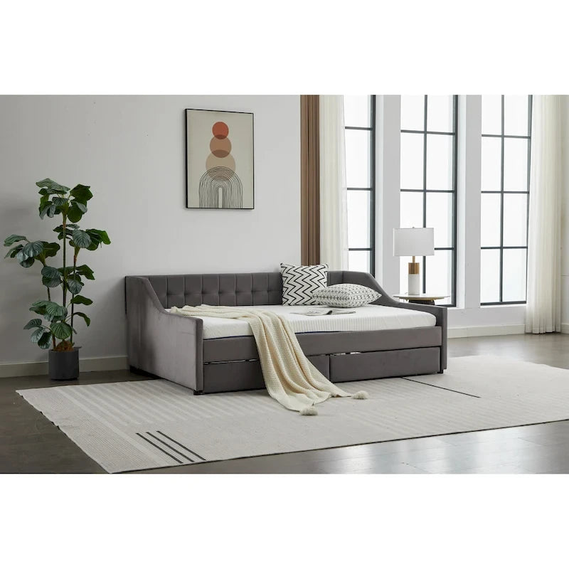 Lit de repos d'angle double avec tiroirs de rangement