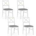 Chaises de salle à manger capitonnées avec pieds en bois d'hévéa - Tissu anti-décoloration