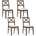 Chaises de salle à manger capitonnées avec pieds en bois d'hévéa - Tissu anti-décoloration