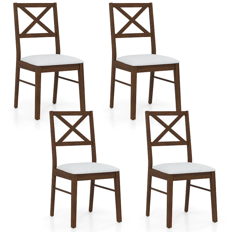 Chaises de salle à manger capitonnées avec pieds en bois d'hévéa - Tissu anti-décoloration