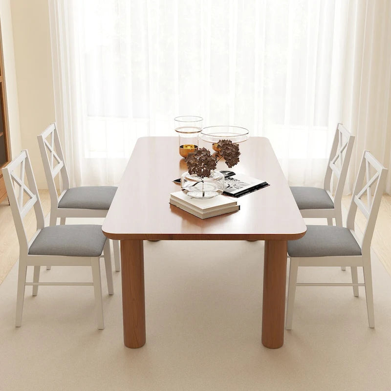 Chaises de salle à manger capitonnées avec pieds en bois d'hévéa - Tissu anti-décoloration
