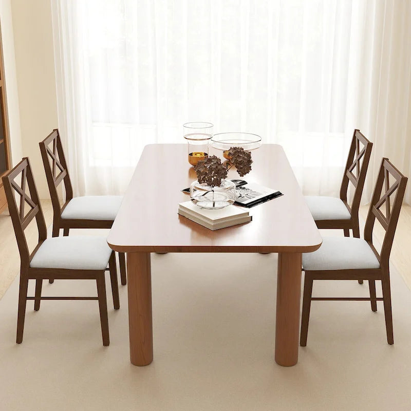Chaises de salle à manger capitonnées avec pieds en bois d'hévéa - Tissu anti-décoloration