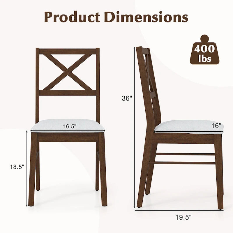 Chaises de salle à manger capitonnées avec pieds en bois d'hévéa - Tissu anti-décoloration