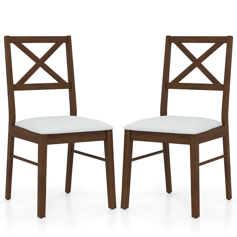 Chaises de salle à manger capitonnées avec pieds en bois d'hévéa - Tissu anti-décoloration