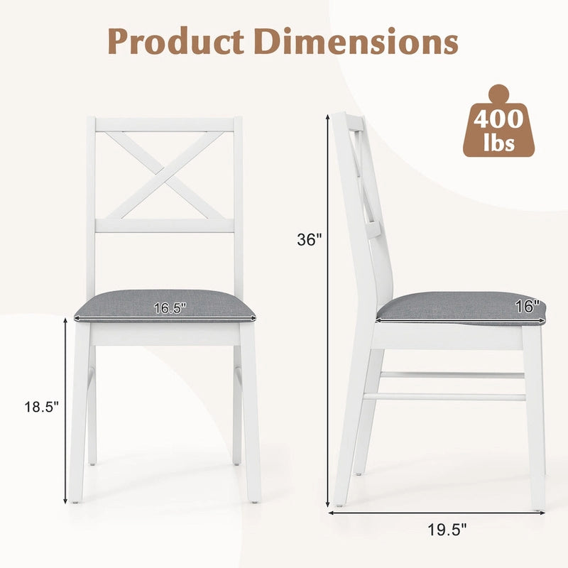 Chaises de salle à manger capitonnées avec pieds en bois d'hévéa - Tissu anti-décoloration