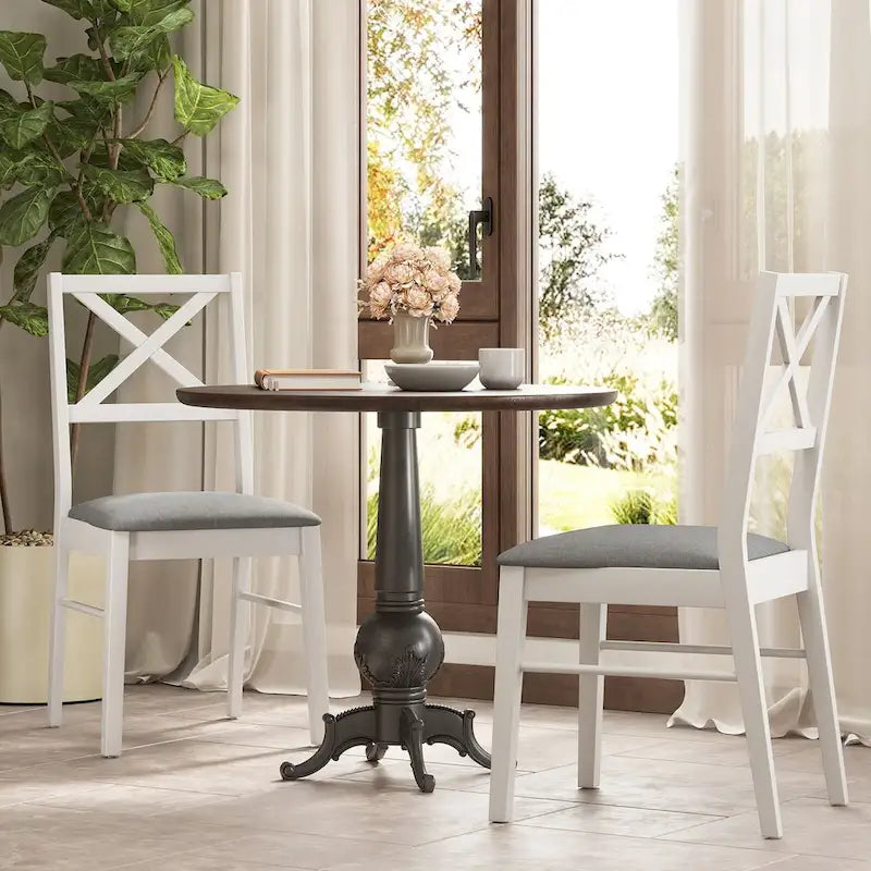 Chaises de salle à manger capitonnées avec pieds en bois d'hévéa - Tissu anti-décoloration