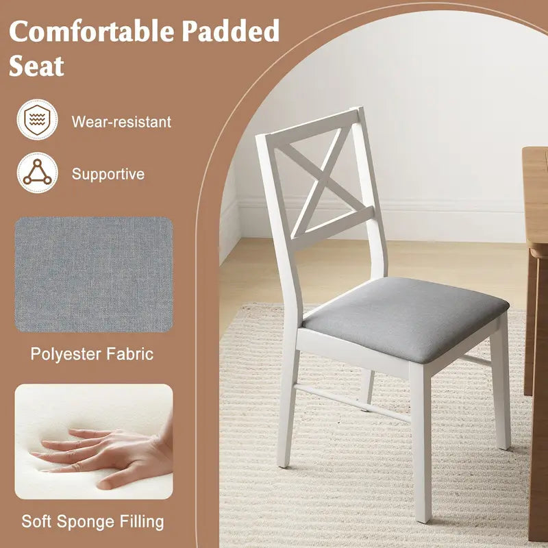 Chaises de salle à manger capitonnées avec pieds en bois d'hévéa - Tissu anti-décoloration