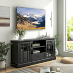 Meuble TV de style ferme avec portes en verre pour téléviseurs jusqu'à 70" – Capacité de 102 kg
