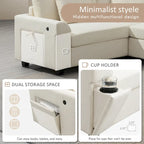 Canapé sectionnel en U 128" en chenille avec rangement et USB
