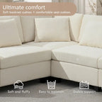 Canapé sectionnel en U 128" en chenille avec rangement et USB