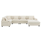 Canapé sectionnel en U 128" en chenille avec rangement et USB