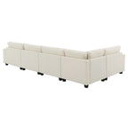 Canapé sectionnel en U 128" en chenille avec rangement et USB
