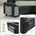 Canapé sectionnel en U 128" en chenille avec rangement et USB