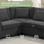 Canapé sectionnel en U 128" en chenille avec rangement et USB