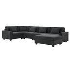 Canapé sectionnel en U 128" en chenille avec rangement et USB