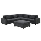 Canapé sectionnel en U 128" en chenille avec rangement et USB