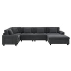 Canapé sectionnel en U 128" en chenille avec rangement et USB