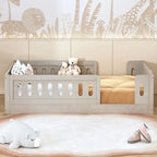 Lit Plateforme Moderne en Bois de Taille Double avec Garde-Corps pour Chambre à Coucher