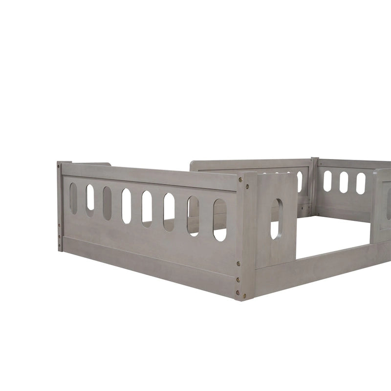 Lit Plateforme Moderne en Bois de Taille Double avec Garde-Corps pour Chambre à Coucher