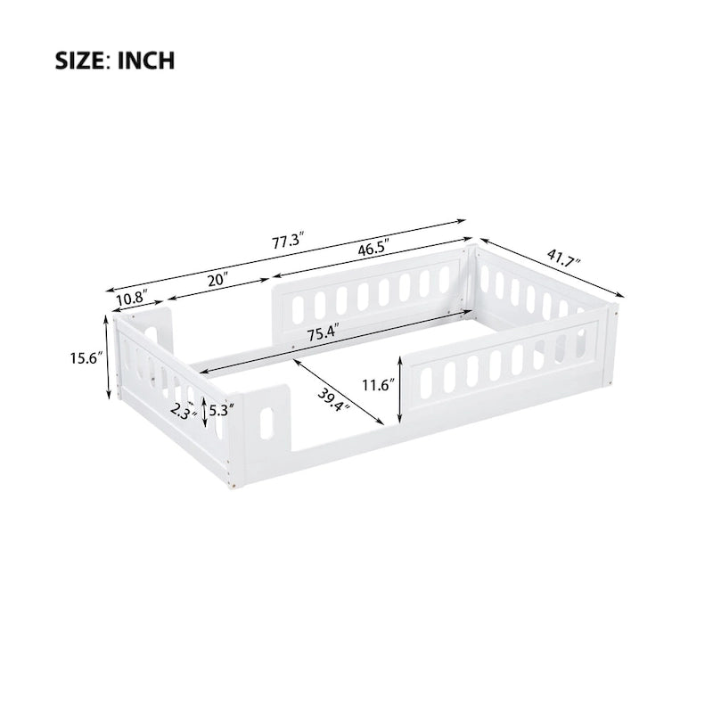 Lit Plateforme Moderne en Bois de Taille Double avec Garde-Corps pour Chambre à Coucher