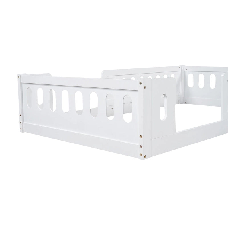 Lit Plateforme Moderne en Bois de Taille Double avec Garde-Corps pour Chambre à Coucher