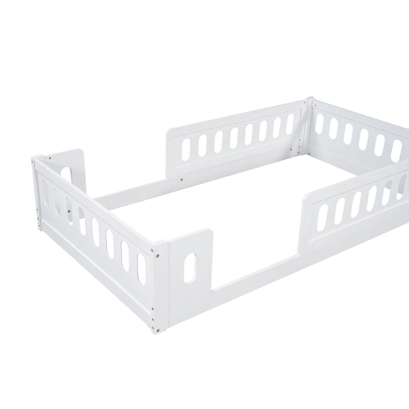 Lit Plateforme Moderne en Bois de Taille Double avec Garde-Corps pour Chambre à Coucher