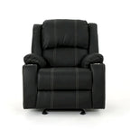 Fauteuil inclinable manuel contemporain noir avec porte-gobelets en acier et cuir PU