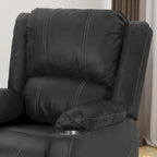 Fauteuil inclinable manuel contemporain noir avec porte-gobelets en acier et cuir PU