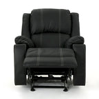 Fauteuil inclinable manuel contemporain noir avec porte-gobelets en acier et cuir PU