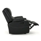 Fauteuil inclinable manuel contemporain noir avec porte-gobelets en acier et cuir PU