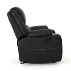 Fauteuil inclinable manuel contemporain noir avec porte-gobelets en acier et cuir PU
