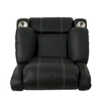 Fauteuil inclinable manuel contemporain noir avec porte-gobelets en acier et cuir PU