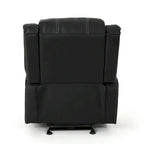 Fauteuil inclinable manuel contemporain noir avec porte-gobelets en acier et cuir PU