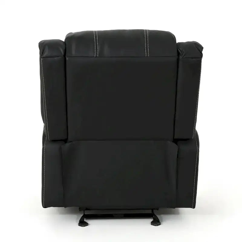 Fauteuil inclinable manuel contemporain noir avec porte-gobelets en acier et cuir PU